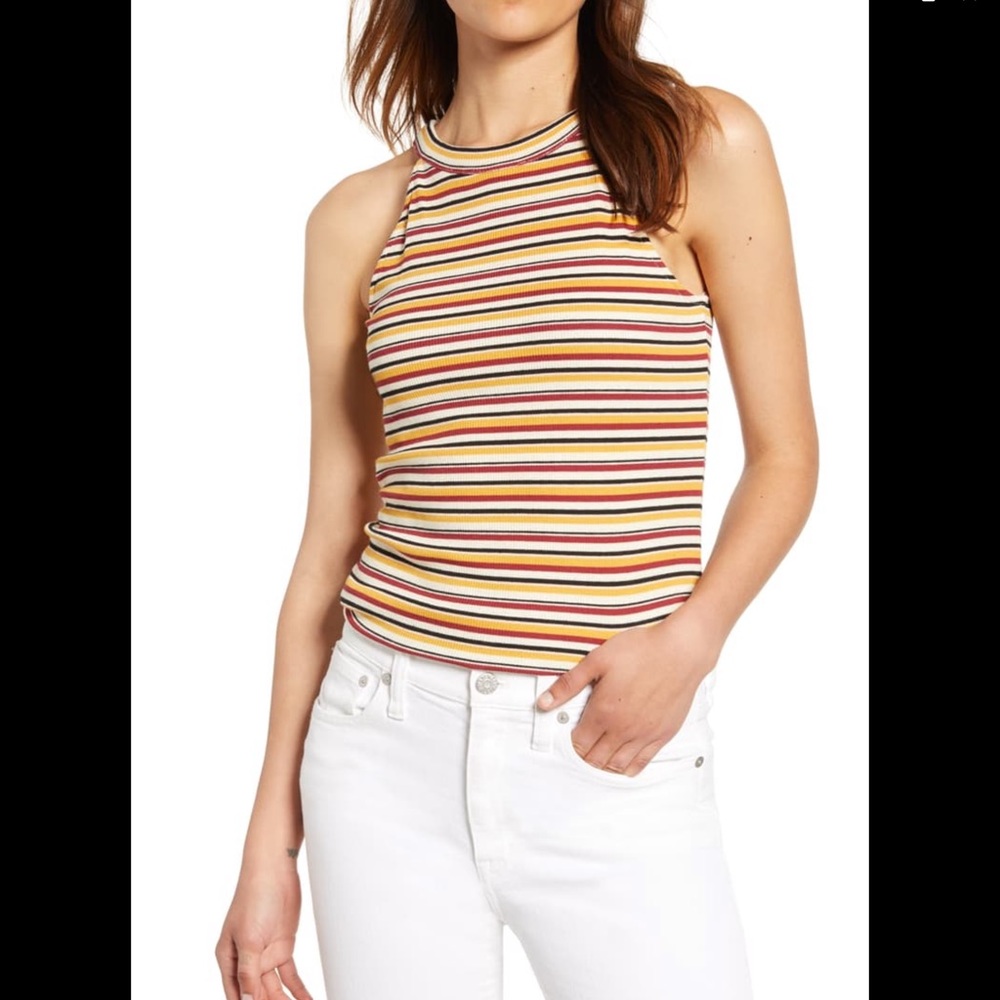 🌺1. State high neck striped tank, NWT! Size XS